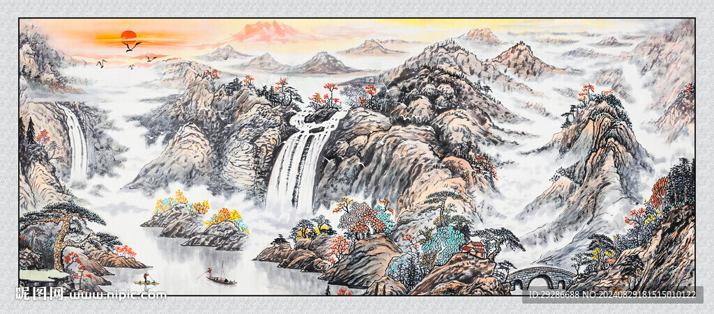 流水生財國畫山水