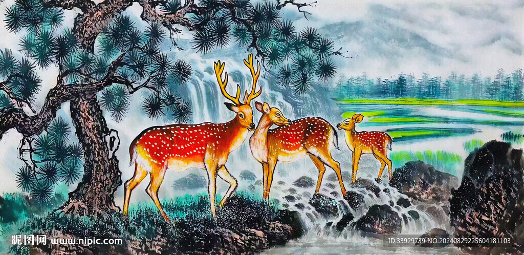 國(guó)畫(huà)梅花鹿
