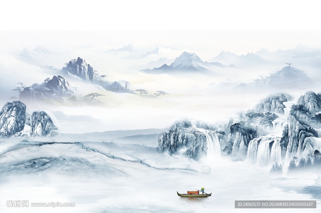 新中式山水背景墻