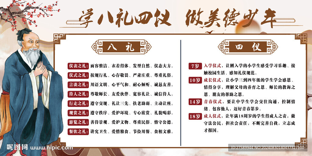 校園八禮四儀海報展板宣傳文化墻