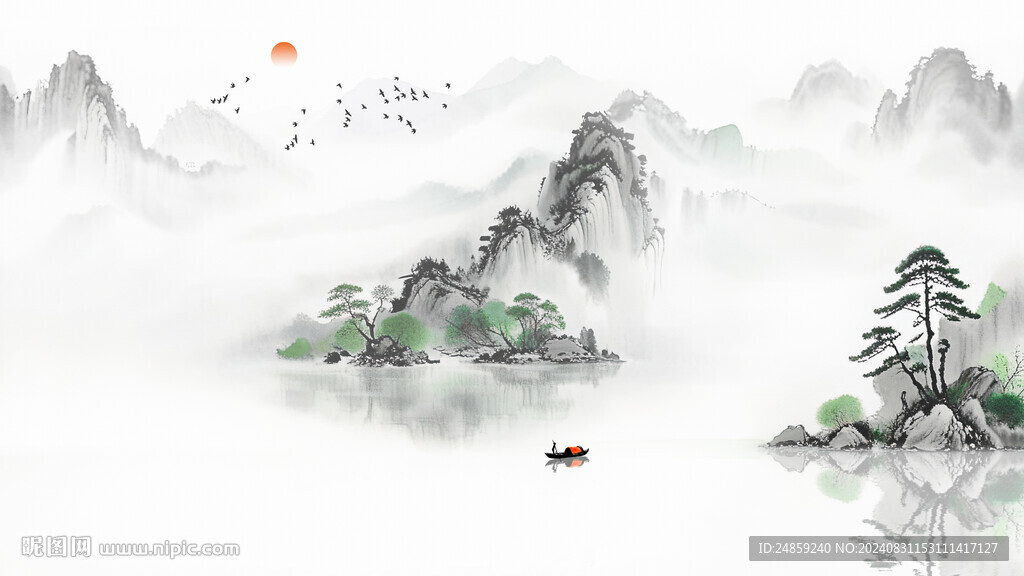 中式山水背景墻