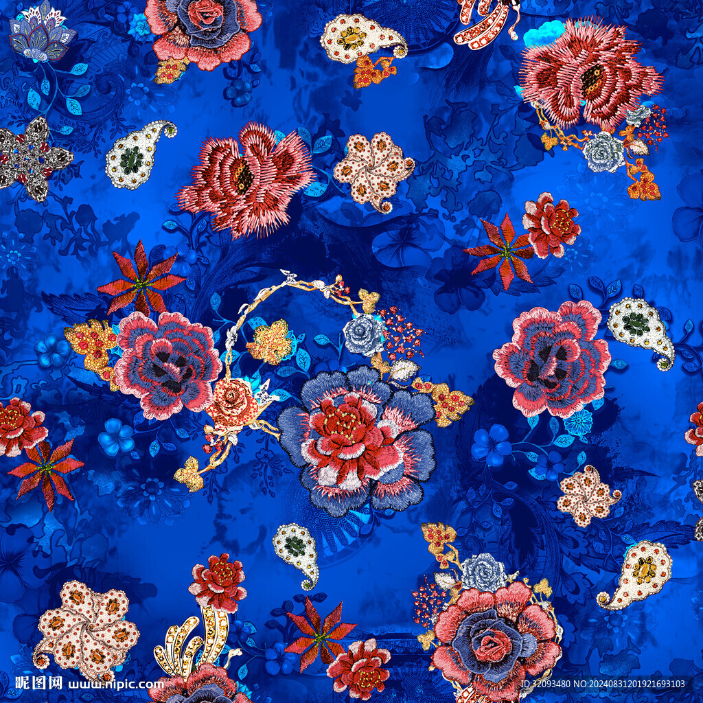 復古刺繡花