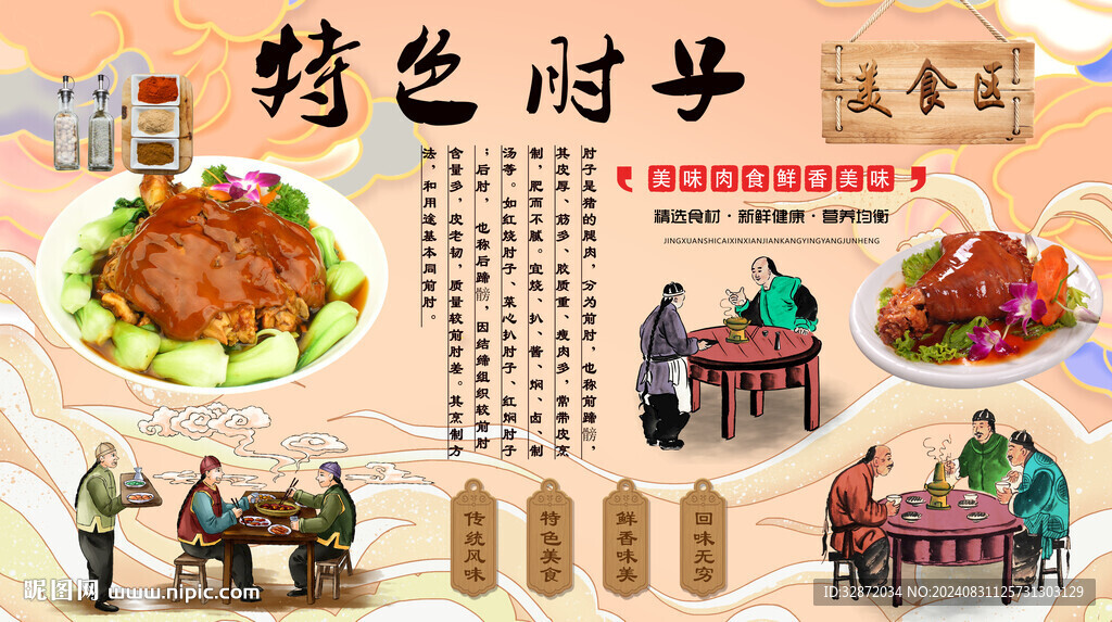 特色肘子背景墻