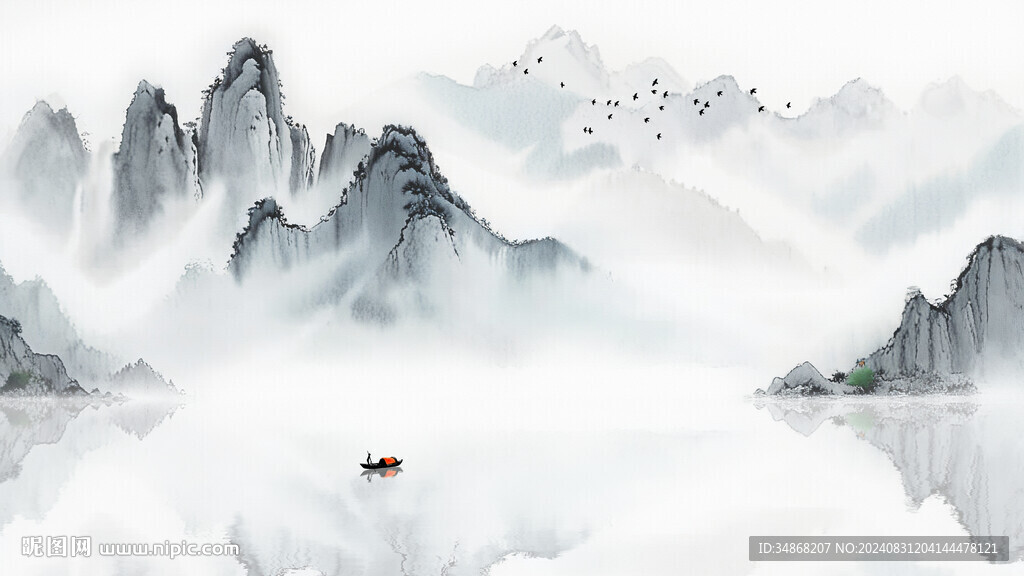 水墨山水風(fēng)景背景墻
