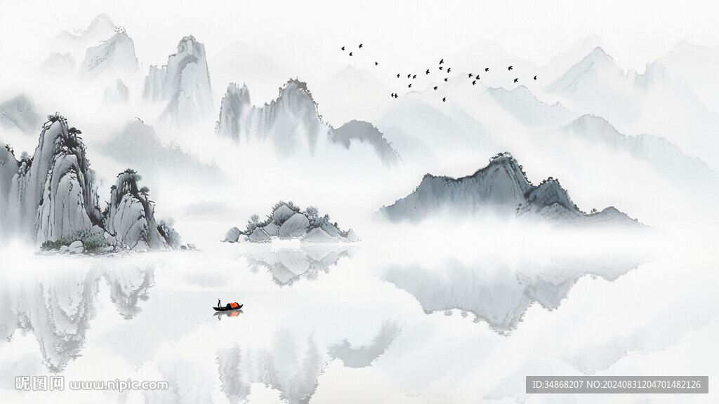 新中式禪意山水背景墻