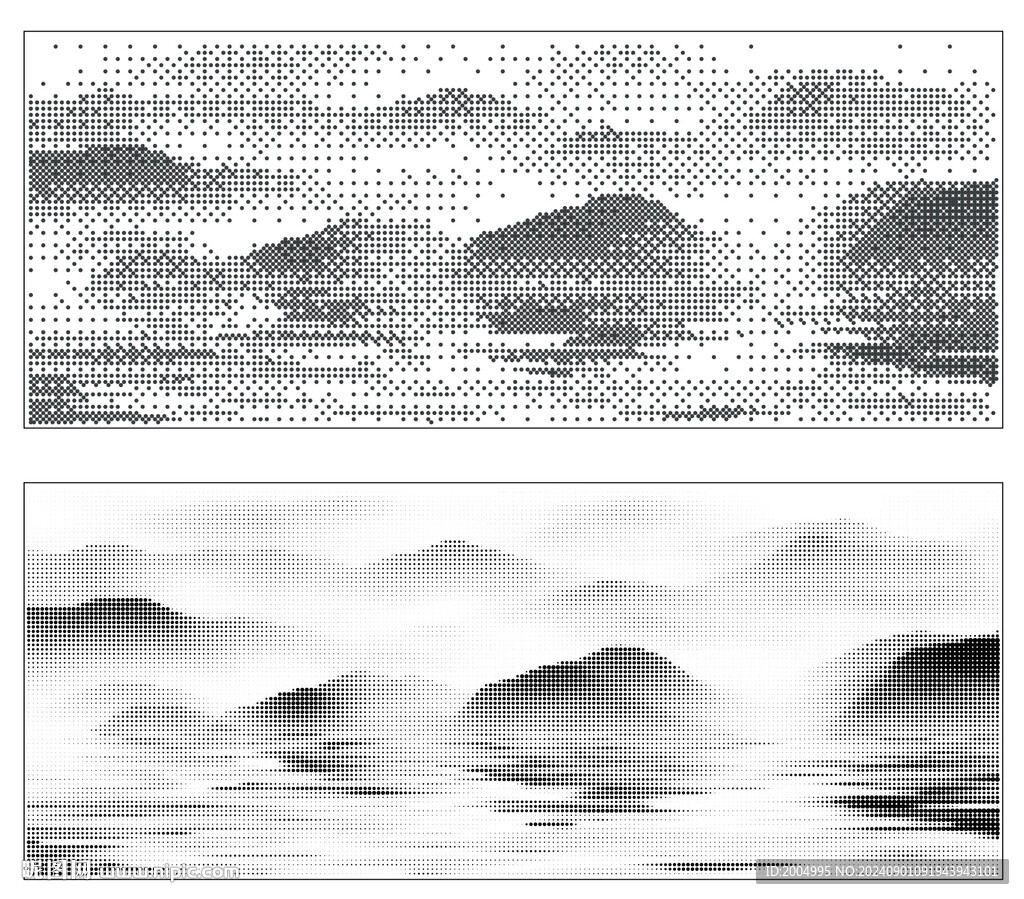 矢量圓點鏤空山水鋁單板沖孔