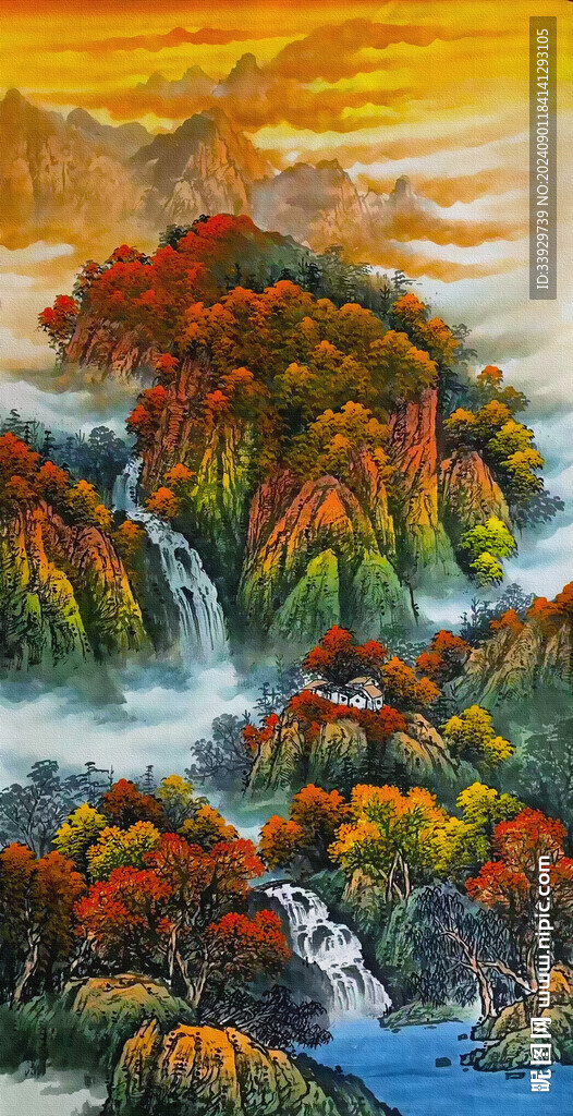 高山流水國(guó)畫(huà)