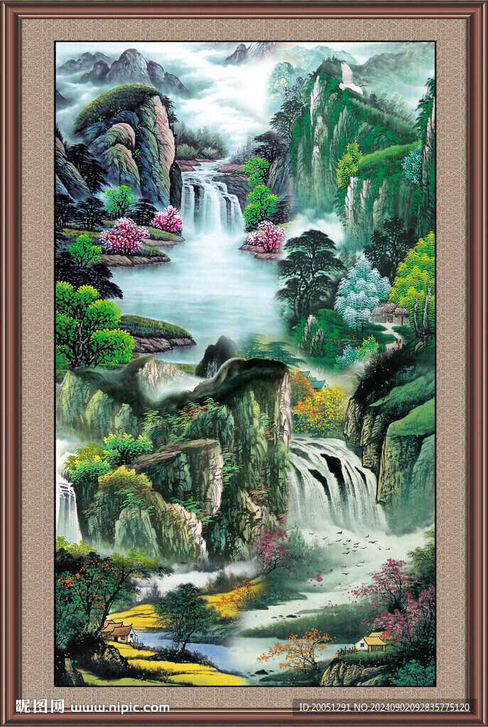 沙發(fā)背景國畫