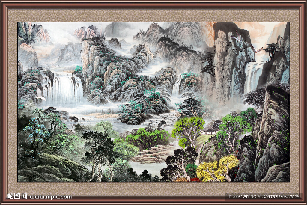 沙發(fā)背景國畫 