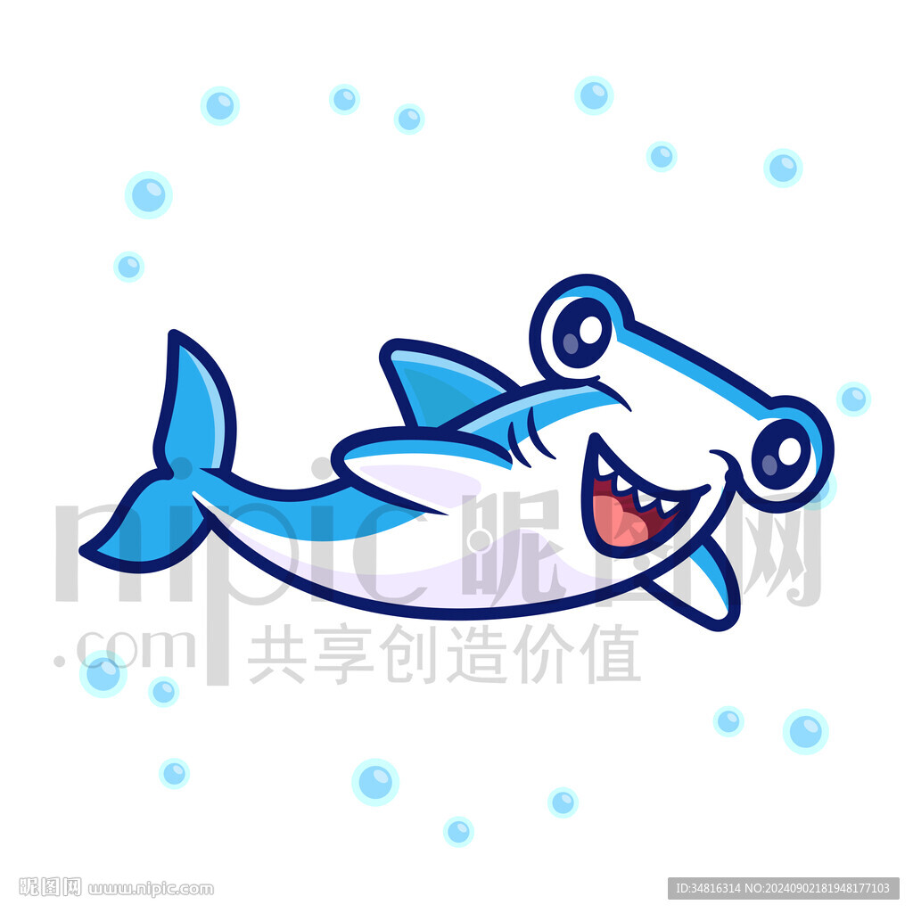 可愛卡通雙髻鯊錘頭鯊