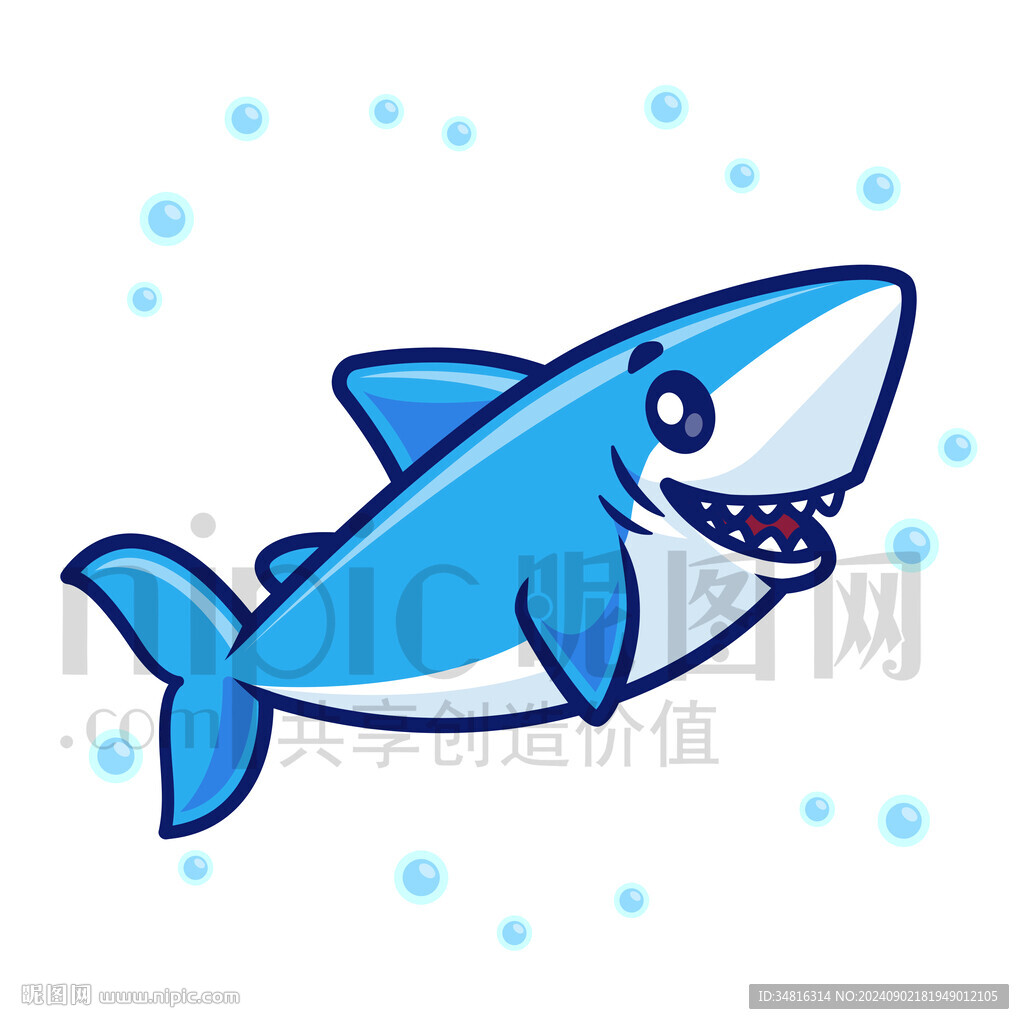 可愛卡通大鯊魚