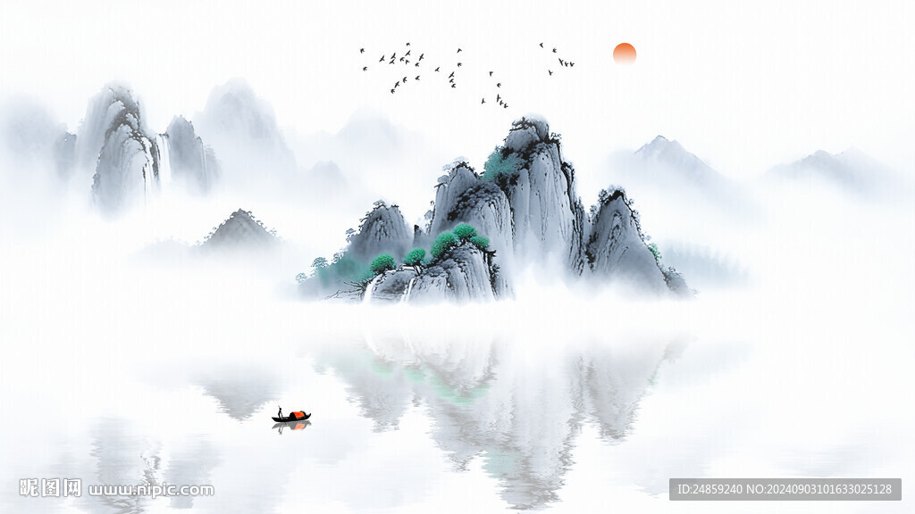 山水情背景墻
