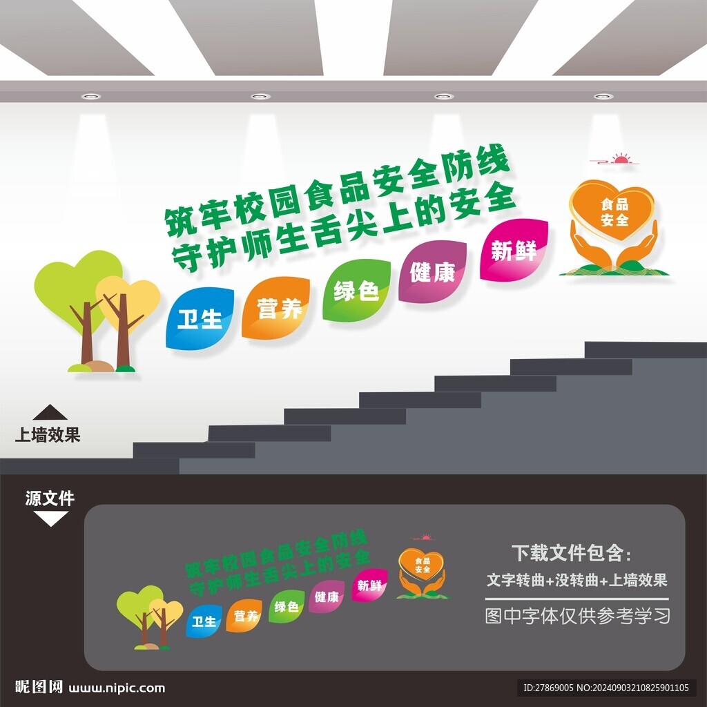 學校園食品安全樓梯間樓道文化墻