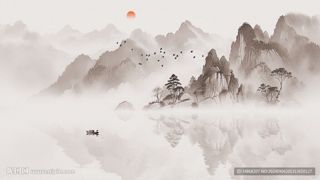 山水情背景墻