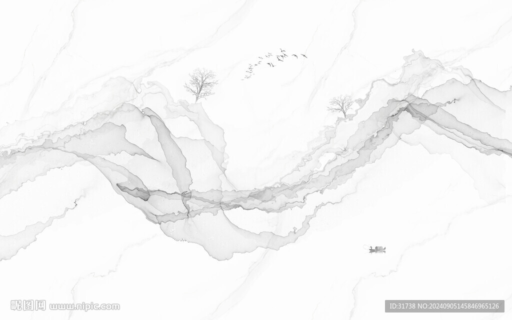 抽象線條大理石山水畫(huà)背景墻
