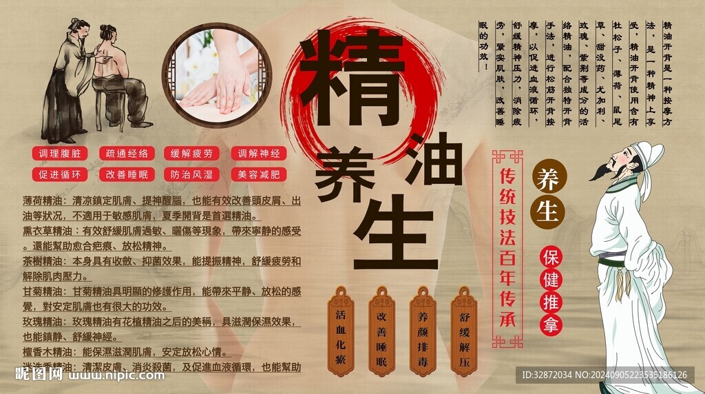 精油開背背景墻