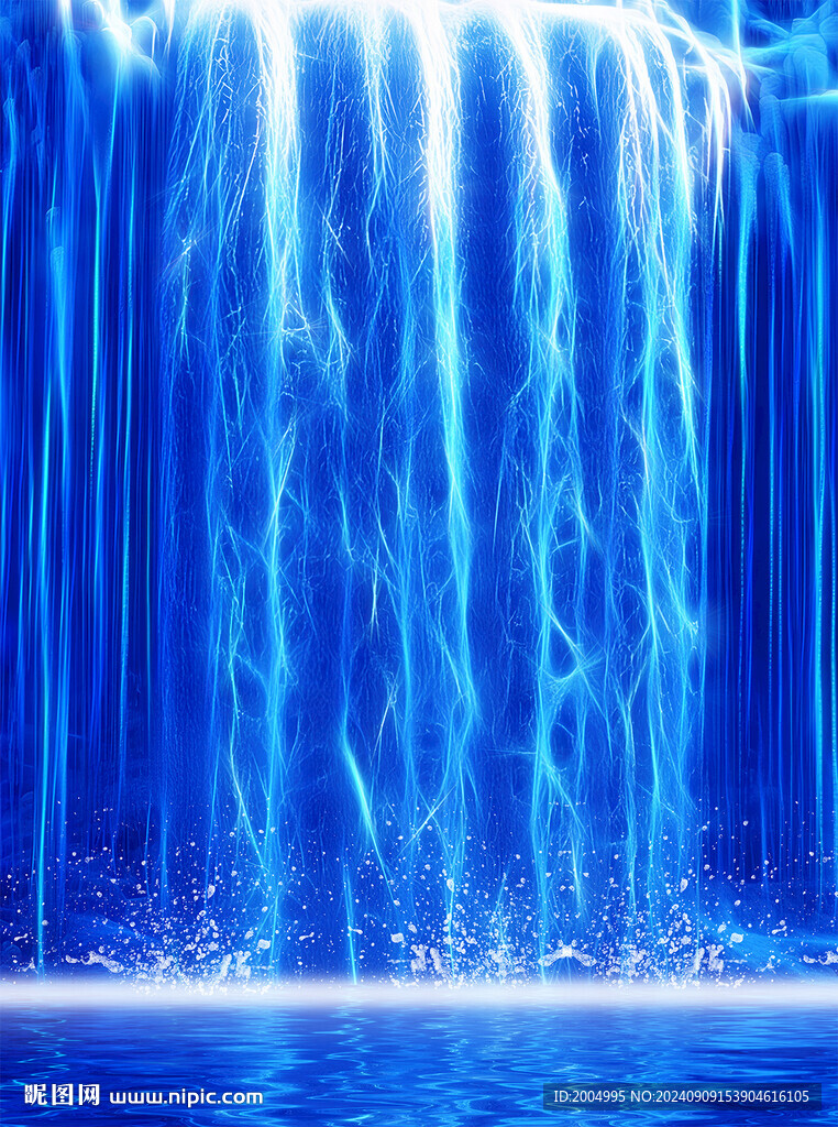 瀑布流水生財裝飾畫掛圖