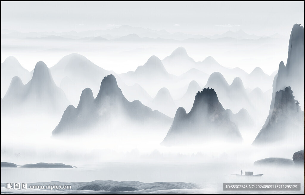 水墨禪意山水畫