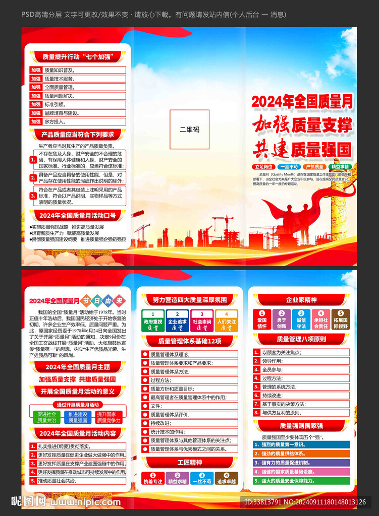 全國質(zhì)量月三折頁