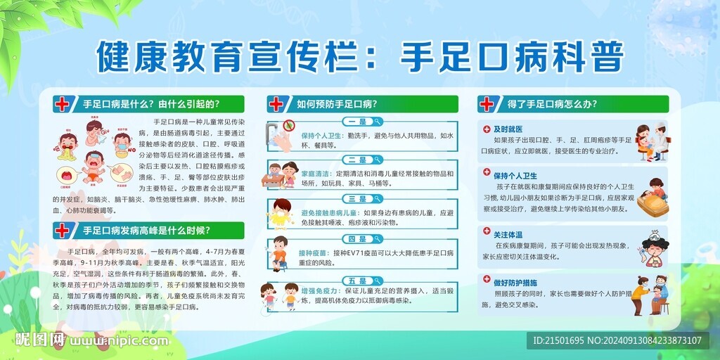 預(yù)防手足口病健康宣傳欄