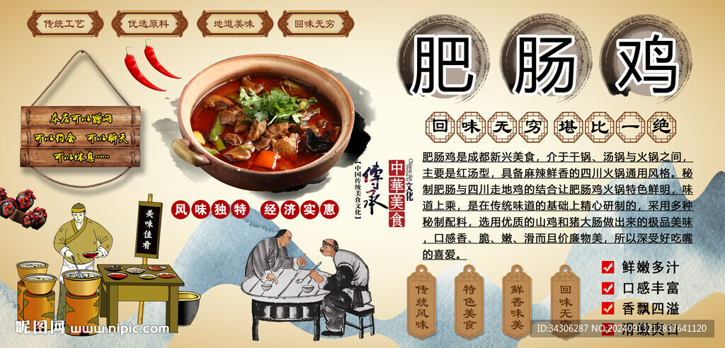 肥腸雞背景墻