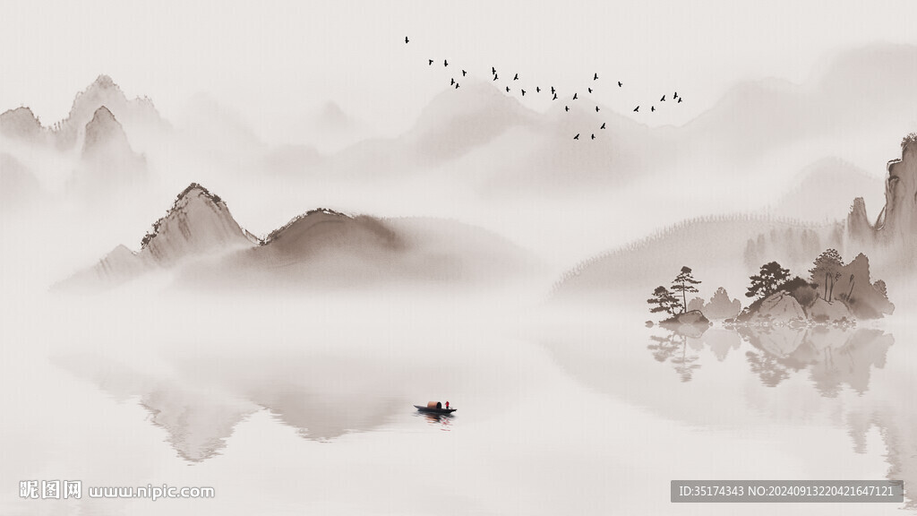 新中式山水背景墻