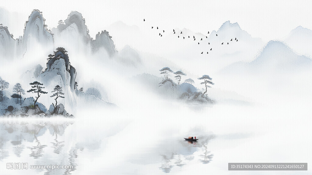 水墨山水背景墻