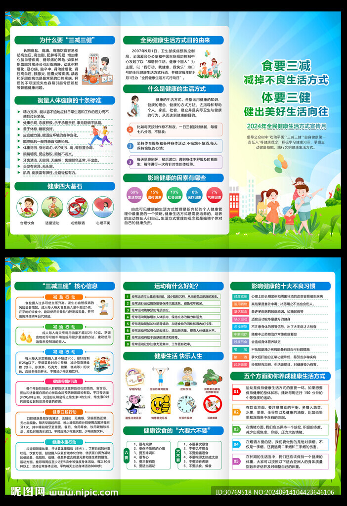 健康生活方式宣傳三折頁(yè)