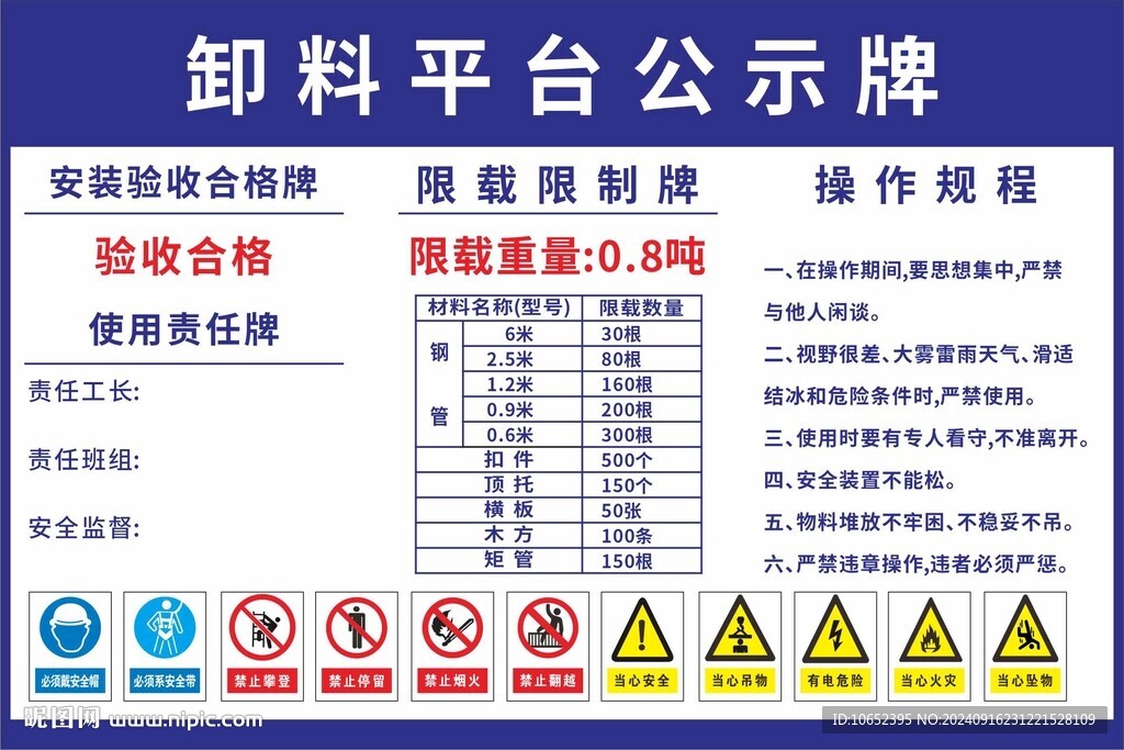 卸料平臺(tái)公示牌