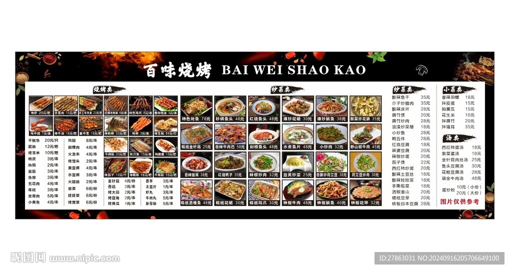 燒烤店菜單燈箱菜品合集