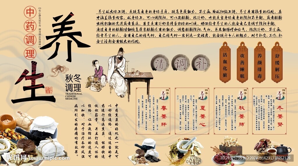 中藥調(diào)理養(yǎng)生背景墻