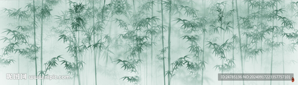 巨幅水墨竹子
