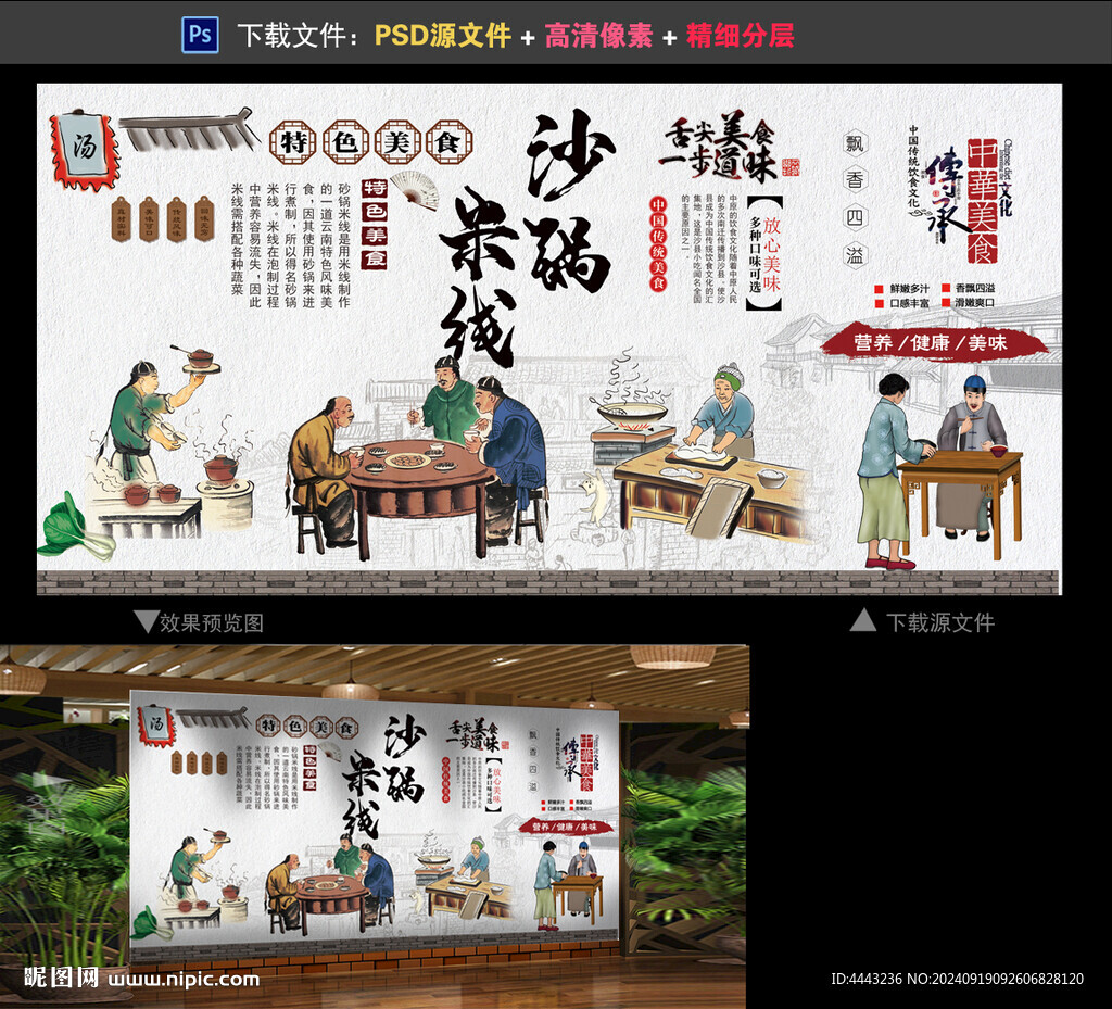 砂鍋米線背景墻