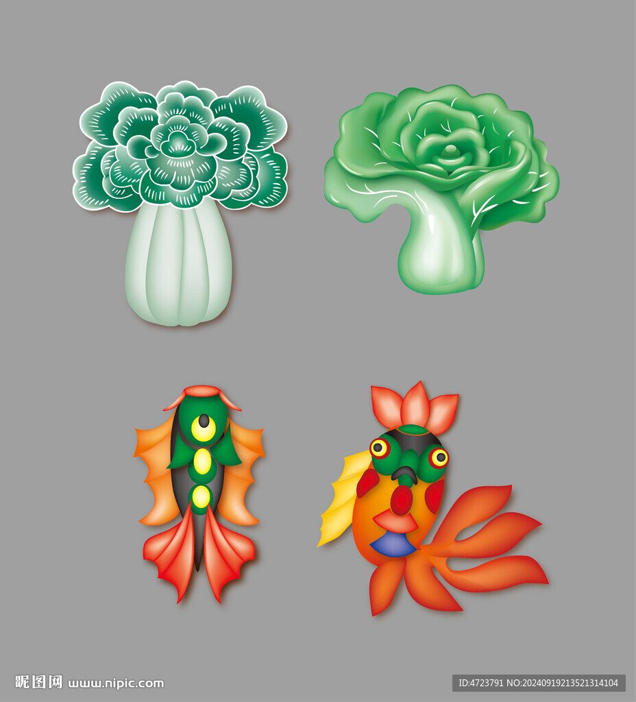  百財 白菜 鯉魚錦鯉