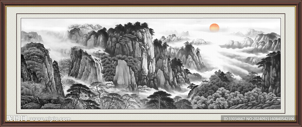 旭日東升國(guó)畫(huà)山水