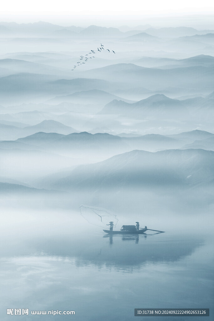 中式水墨山水玄關畫
