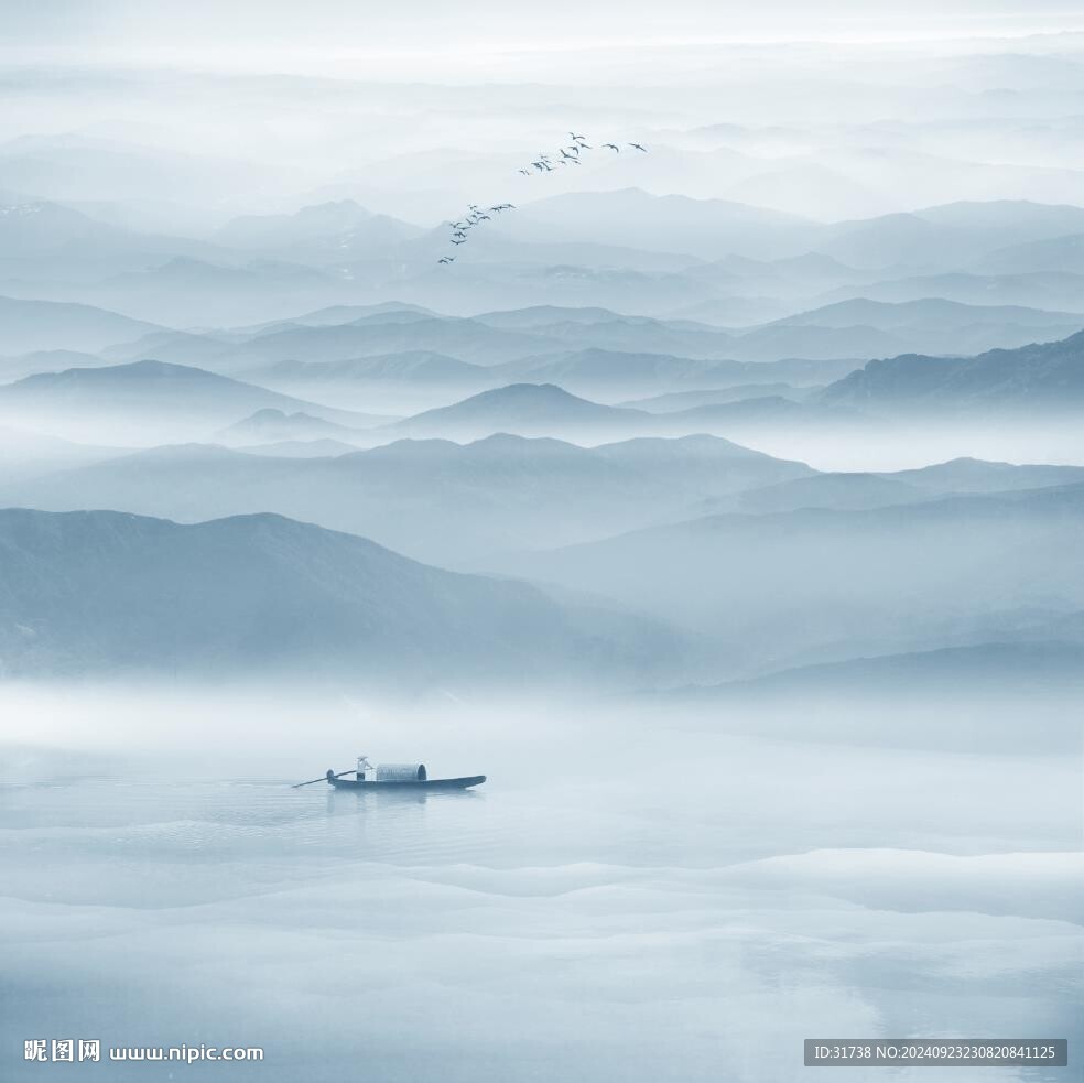 意境水墨山水壁畫