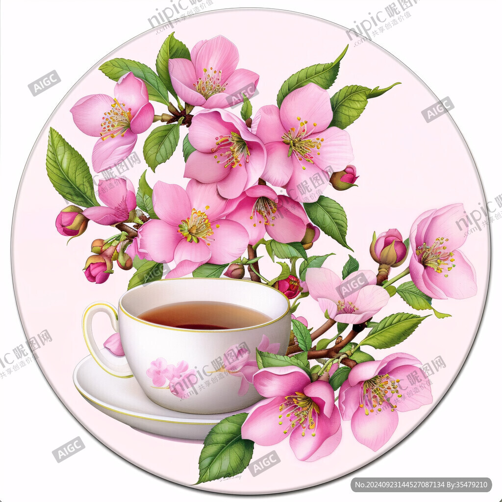 桃花圓形裝飾畫(huà)
