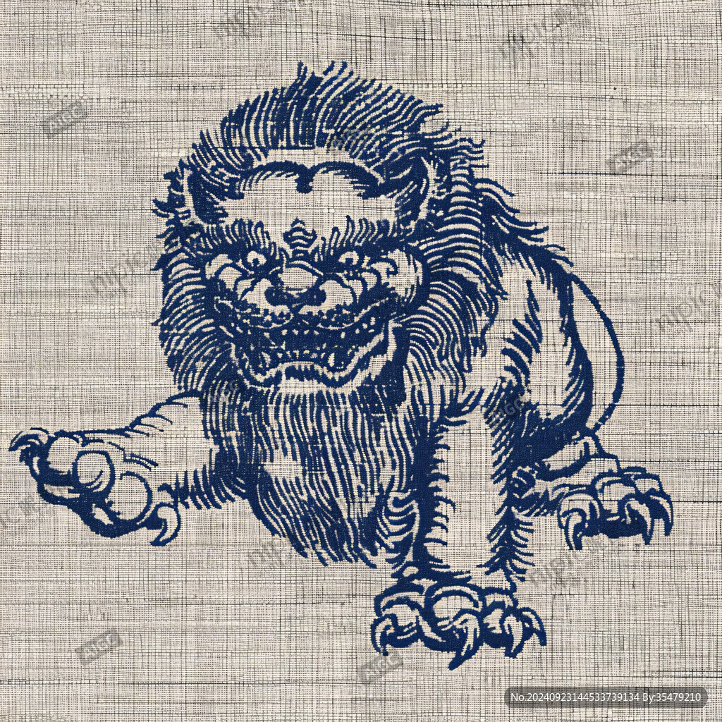 獅子繡球刺繡圖案