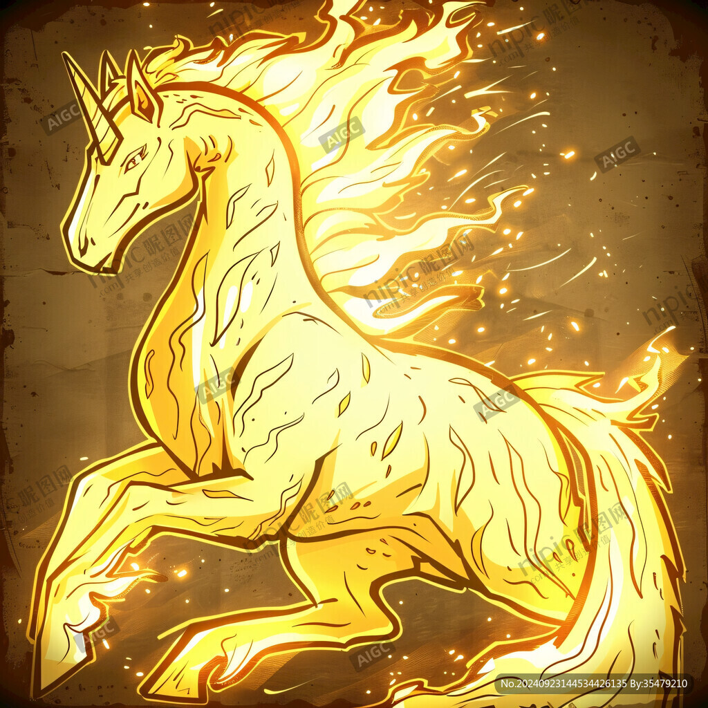 金色獨角獸插畫