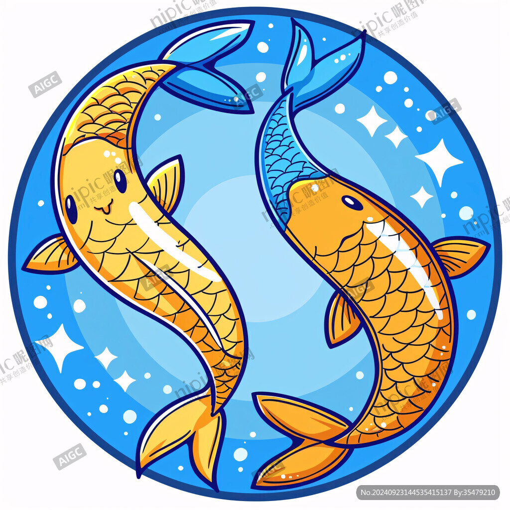 雙魚座卡通插畫