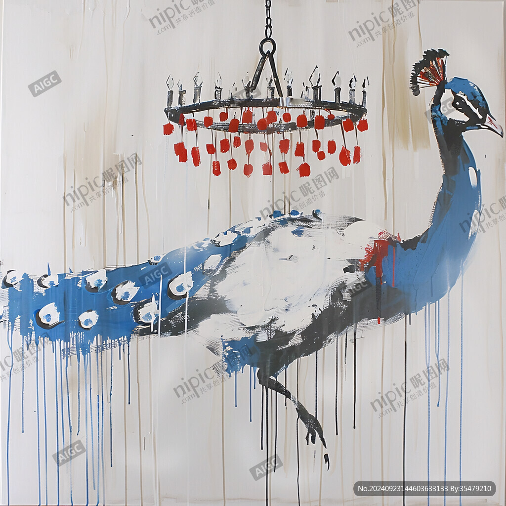 藍(lán)色床頭鳥(niǎo)籠歐式畫(huà)
