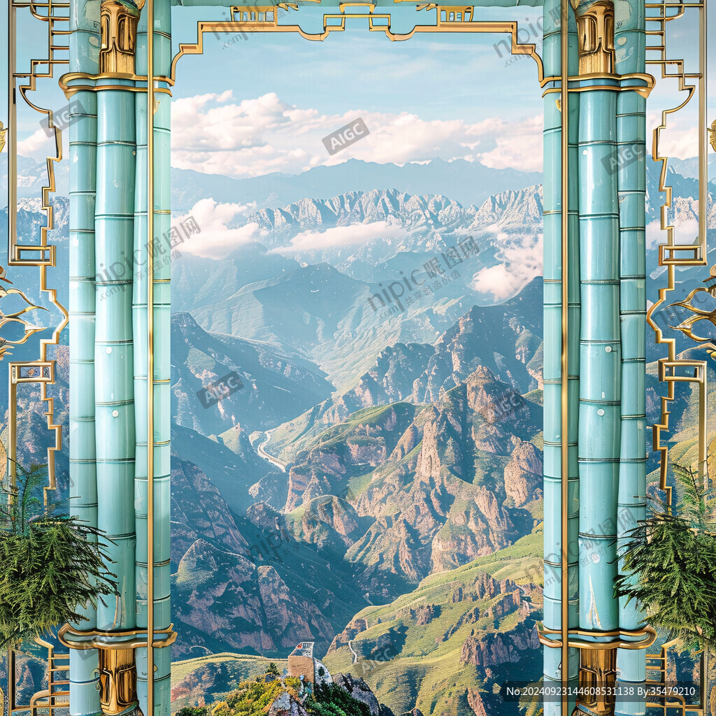 屏風禪意山峰云霧