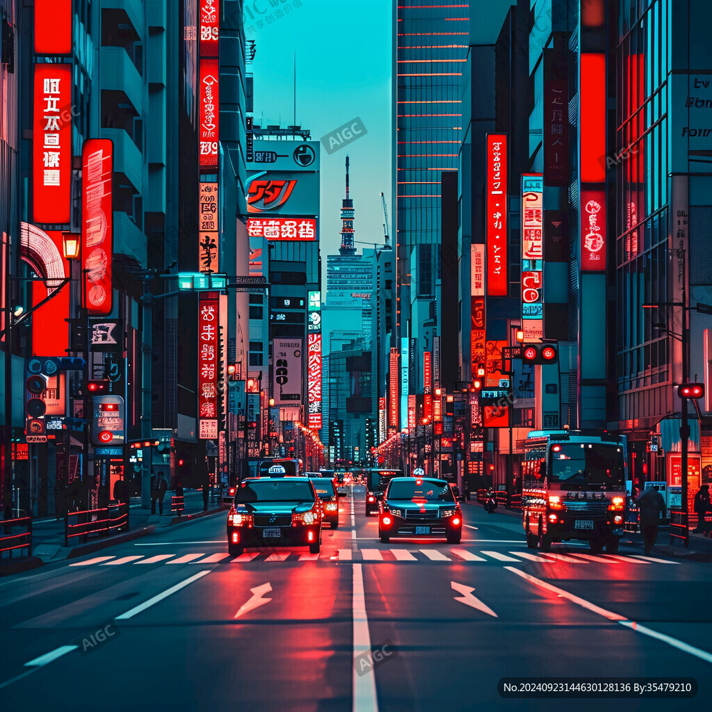 日本街道建筑夜景