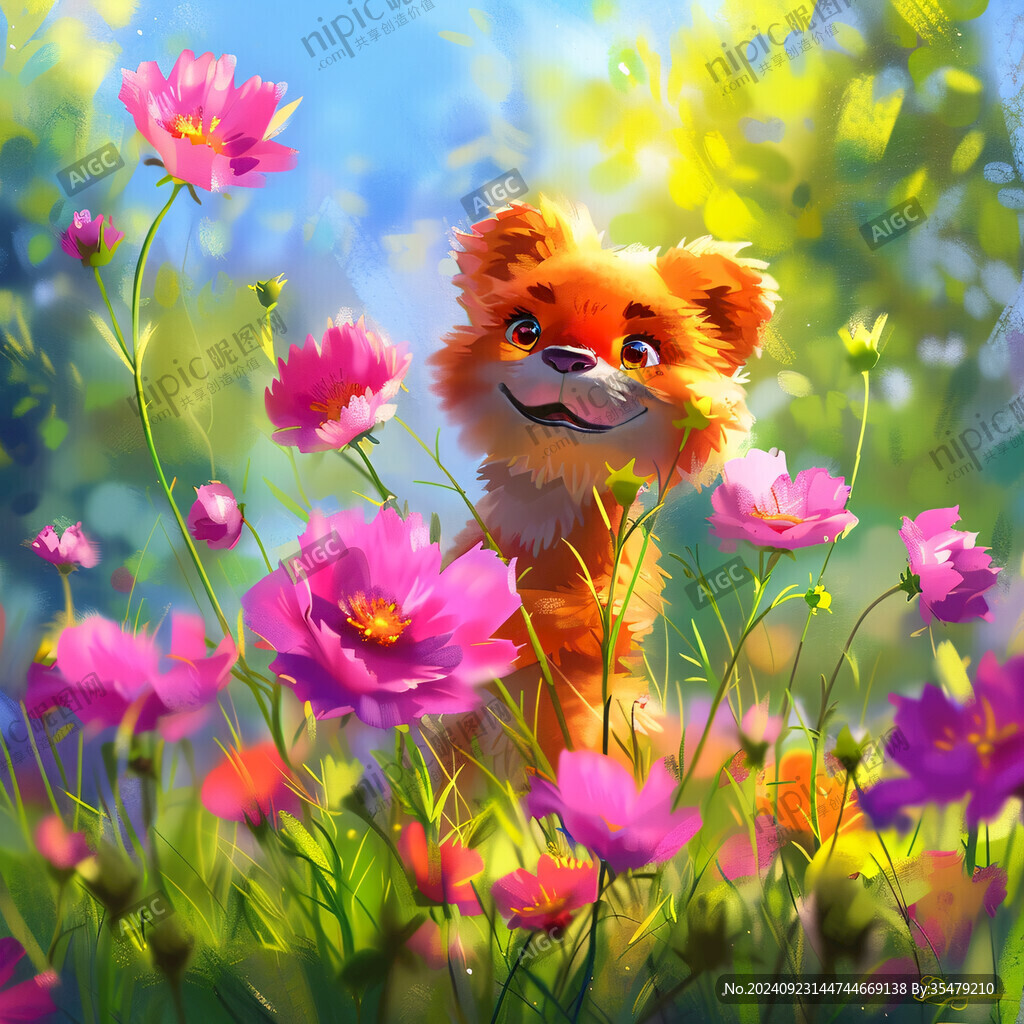 花叢中的動物