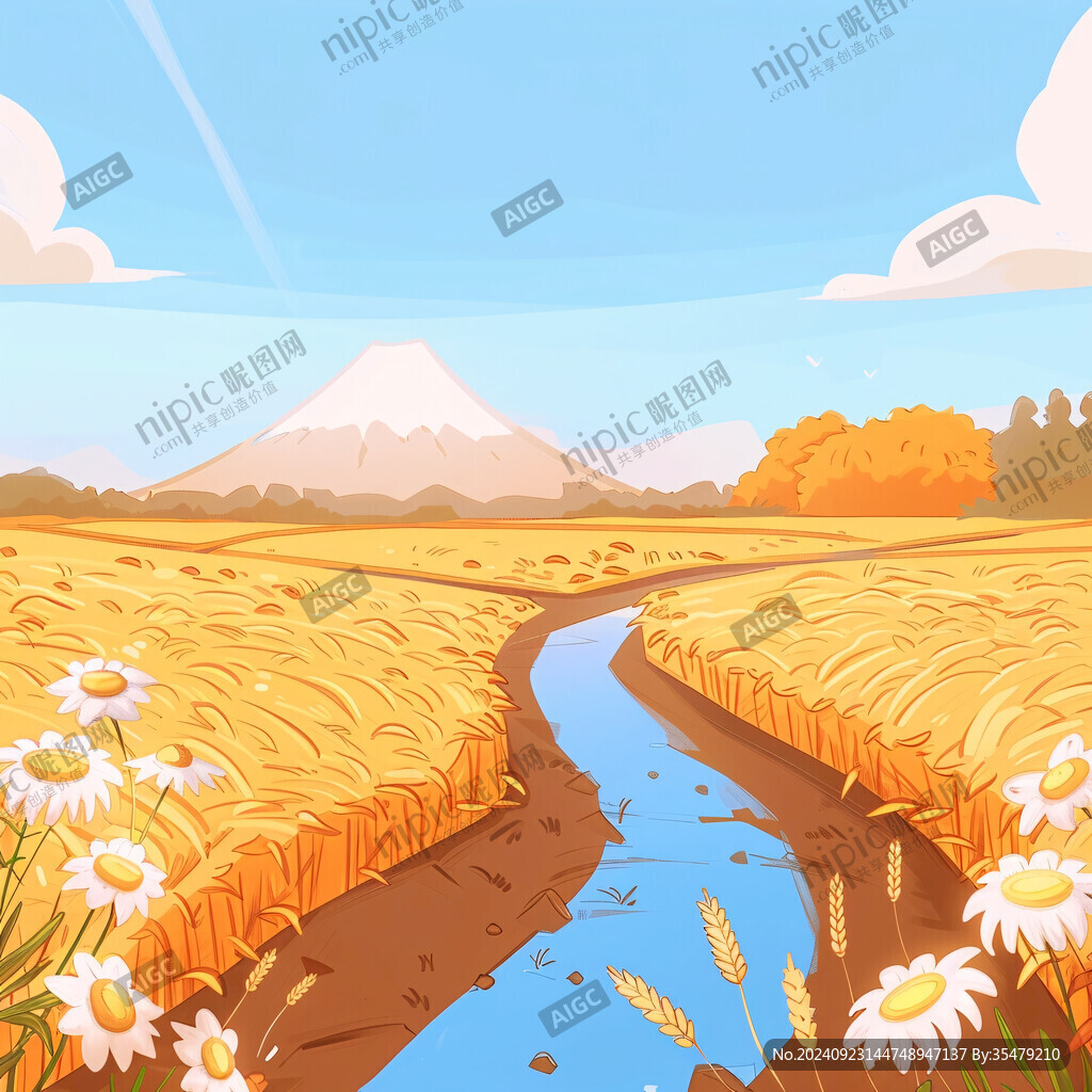 寒露田地插畫