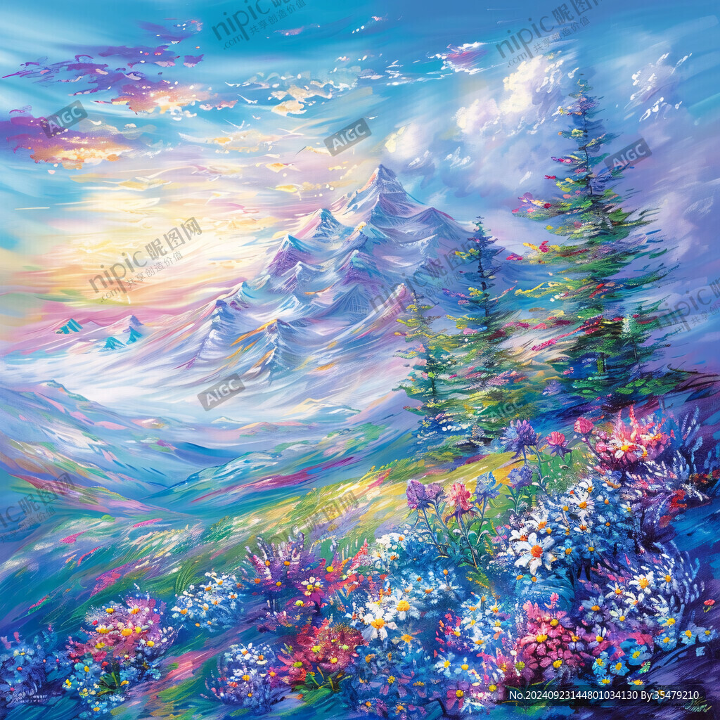 色彩風景畫油彩裝飾畫