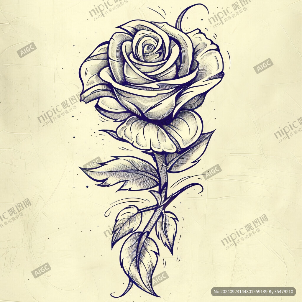 手繪一朵紫色玖瑰