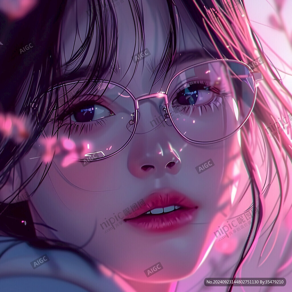 眼鏡女孩插畫