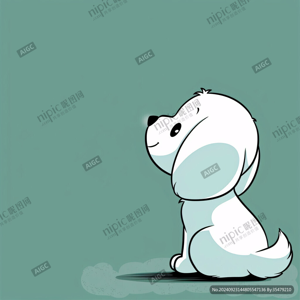 寂寞的小狗插畫